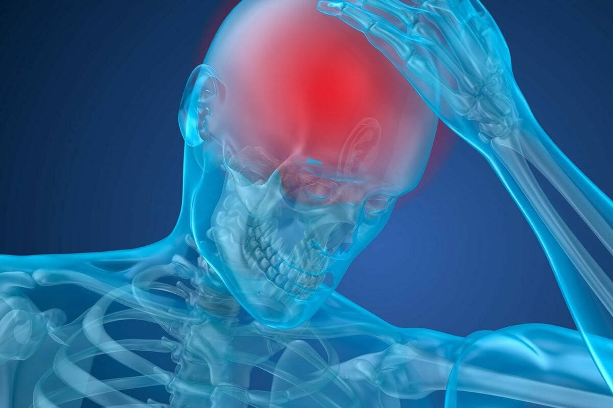 graphic of a person holding his head from pain